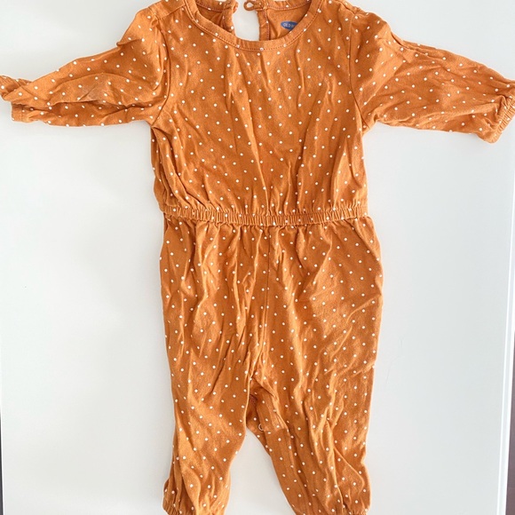 Old Navy Long sleeve Brown polka dot romper - Picture 1 of 2